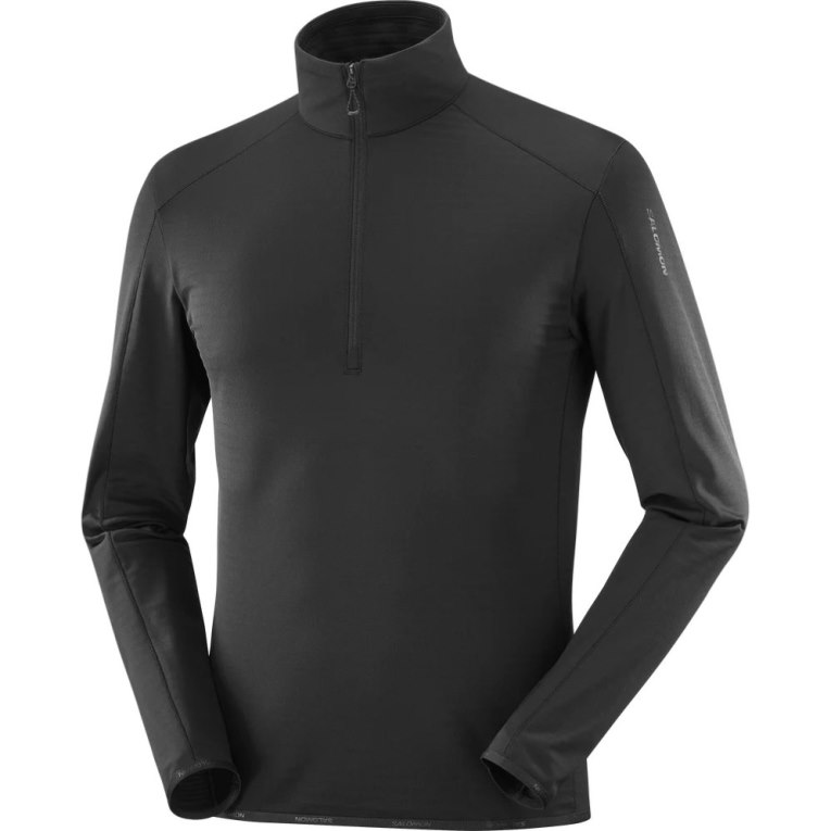 Black Salomon Essential Lightwarm Half Zip Men's Sweatshirt | IE PU1089